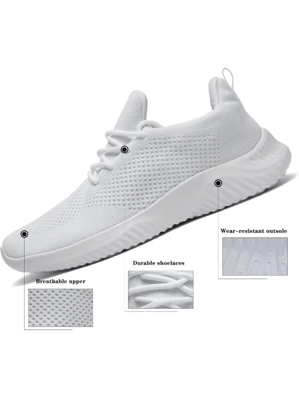 🆕Men's All White Slip on Walking Shoes Ultra Light Breathable Running Shoes